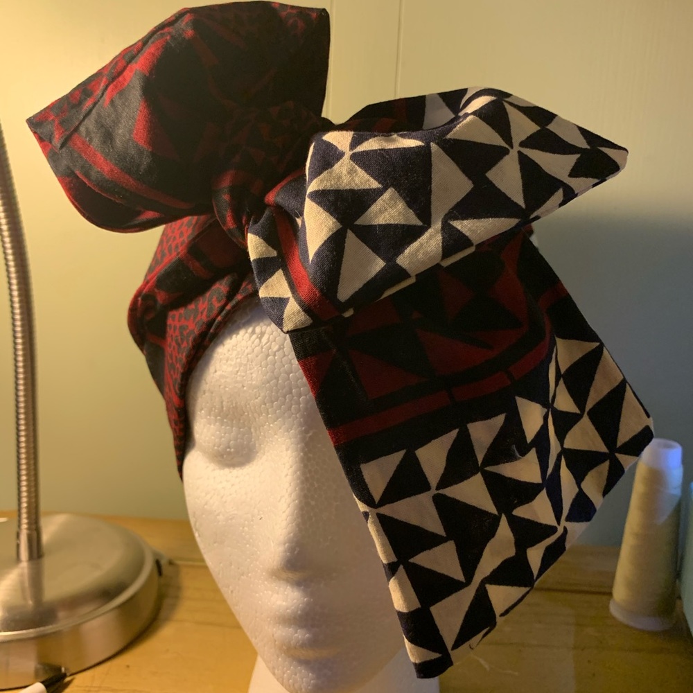 Two piece multi colored head wraps.
